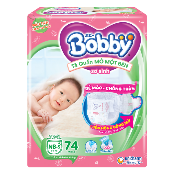 Tã quần Bobby mở 1 bên NB-S 74