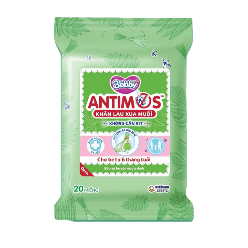Khăn Lau Xua Muỗi Antimos Bobby 20 miếng