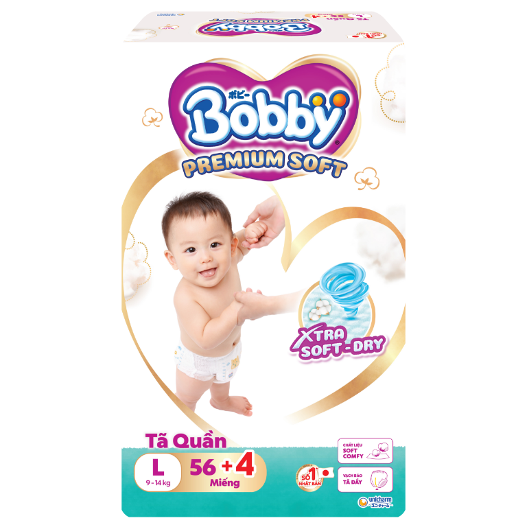 Tã quần Bobby Premium Soft L 56 +4