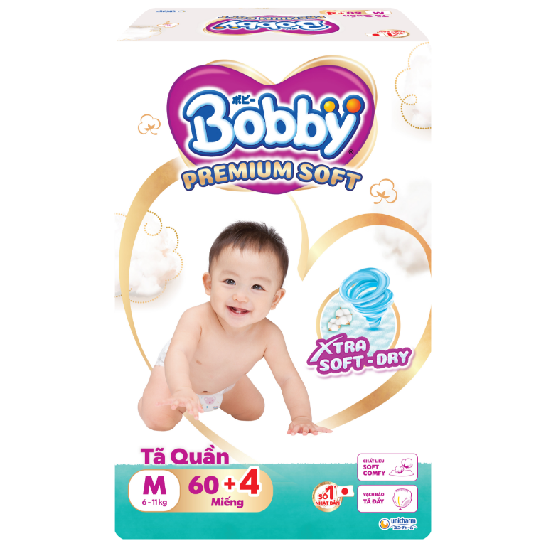 Tã quần Bobby Premium M60+4 6-11KG